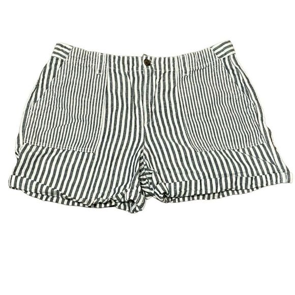 Gap Girlfriend Chino Striped Shorts Gray and White Size 14 Regular - Picture 1 of 11